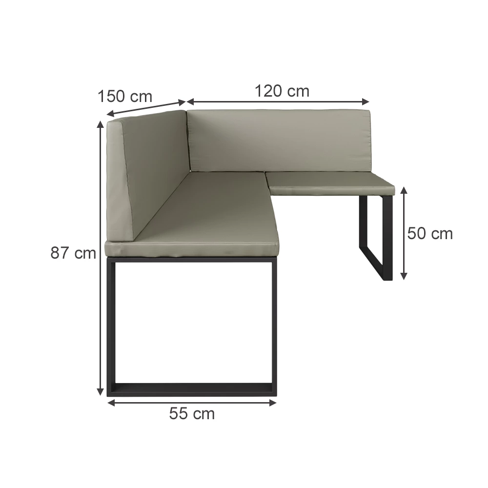 Banc d'angle en Cachemire sur fond blanc
