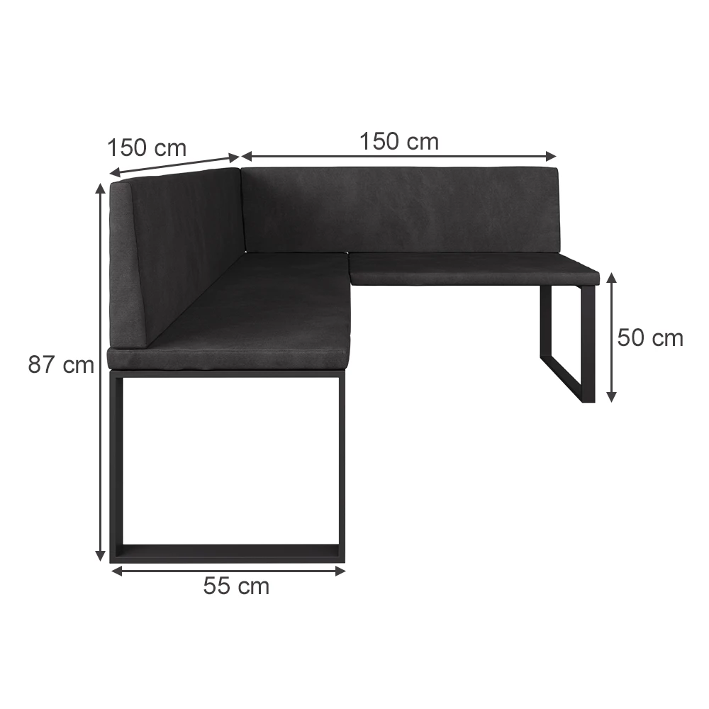 Ebédlő sarokpad Antracit színben fehér háttéren