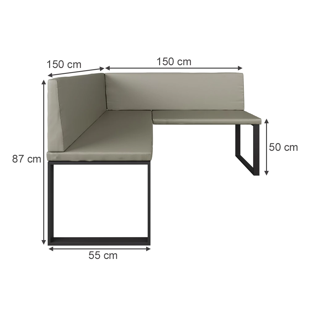 Ebédlő sarokpad Kasmír színben fehér háttéren