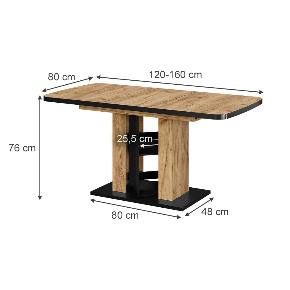 Esstisch in Goldkraft Eiche auf weißem Hintergrund