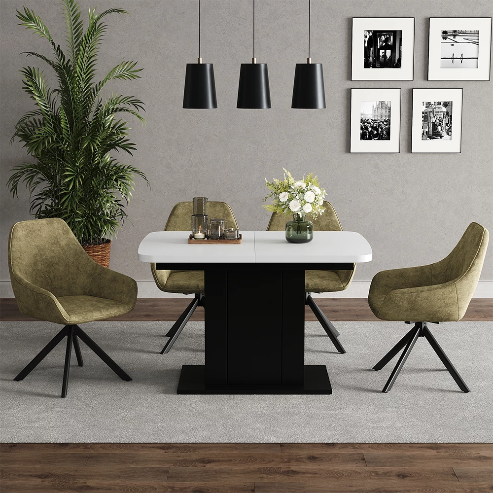 Esstisch Fenaro Weiß/Schwarz 120 x 80 cm Vicco