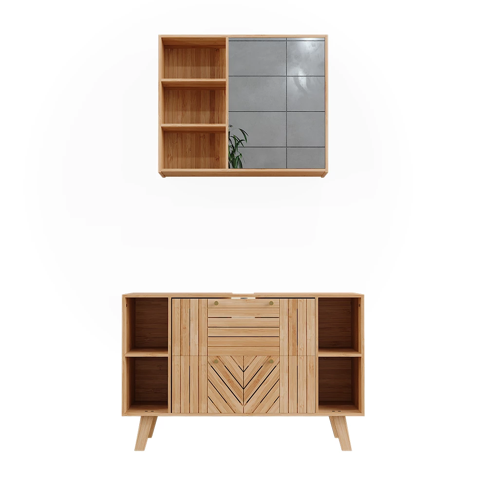 Badkamermeubelset in Bamboe on white background