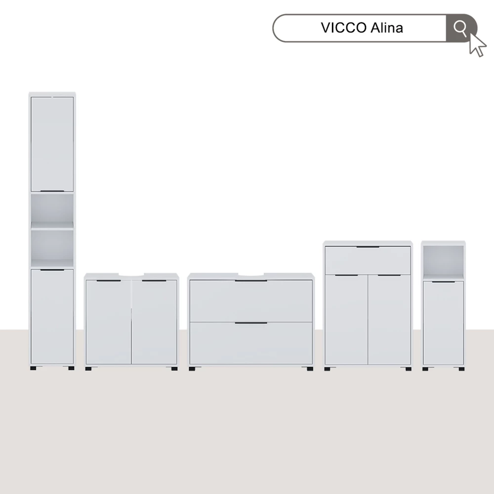 Badkamerkast Alina Wit 30 x 176 cm met 2 deuren Vicco