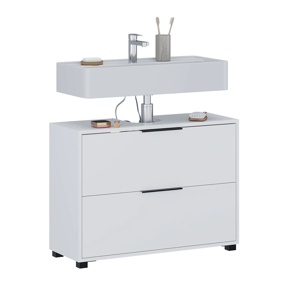 Wastafelonderkast in Wit on white background with decorative elements
