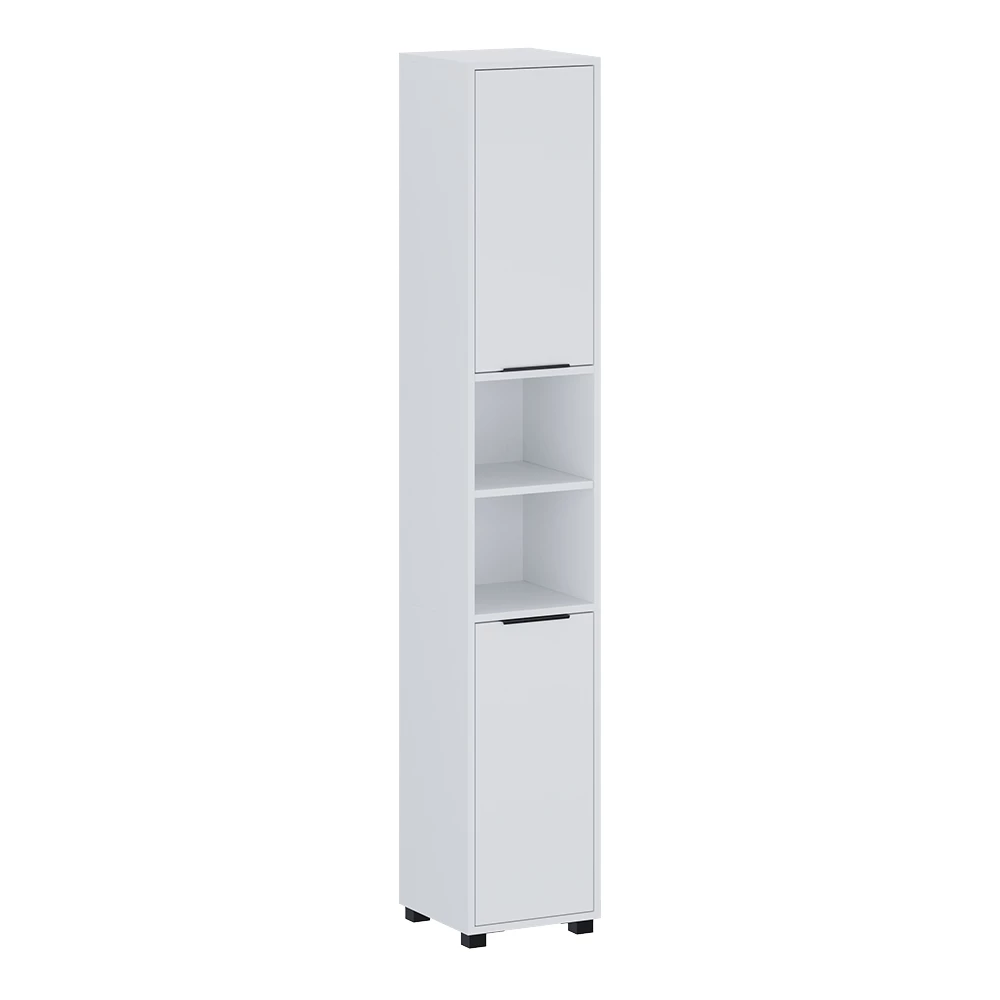 Badschrank in Weiß auf weißem Hintergrund