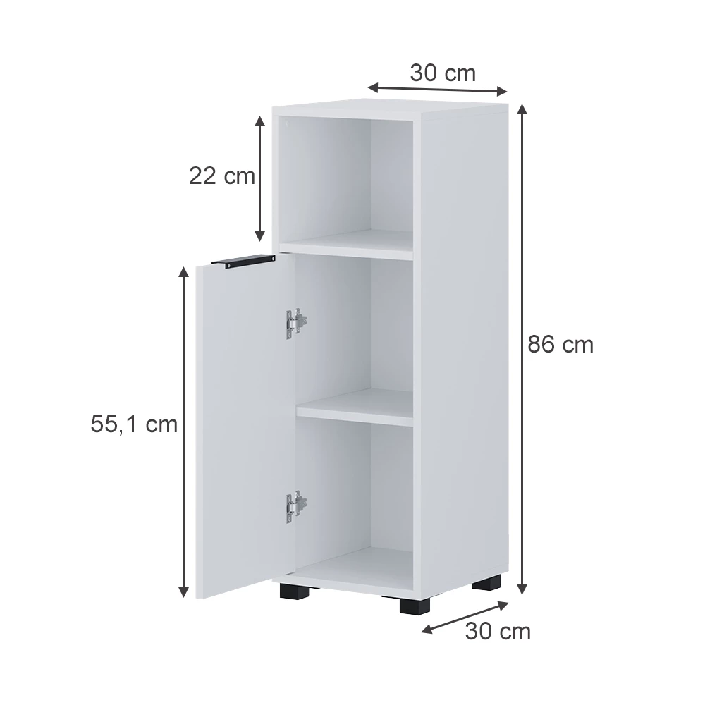 Midi cabinet in White on white background