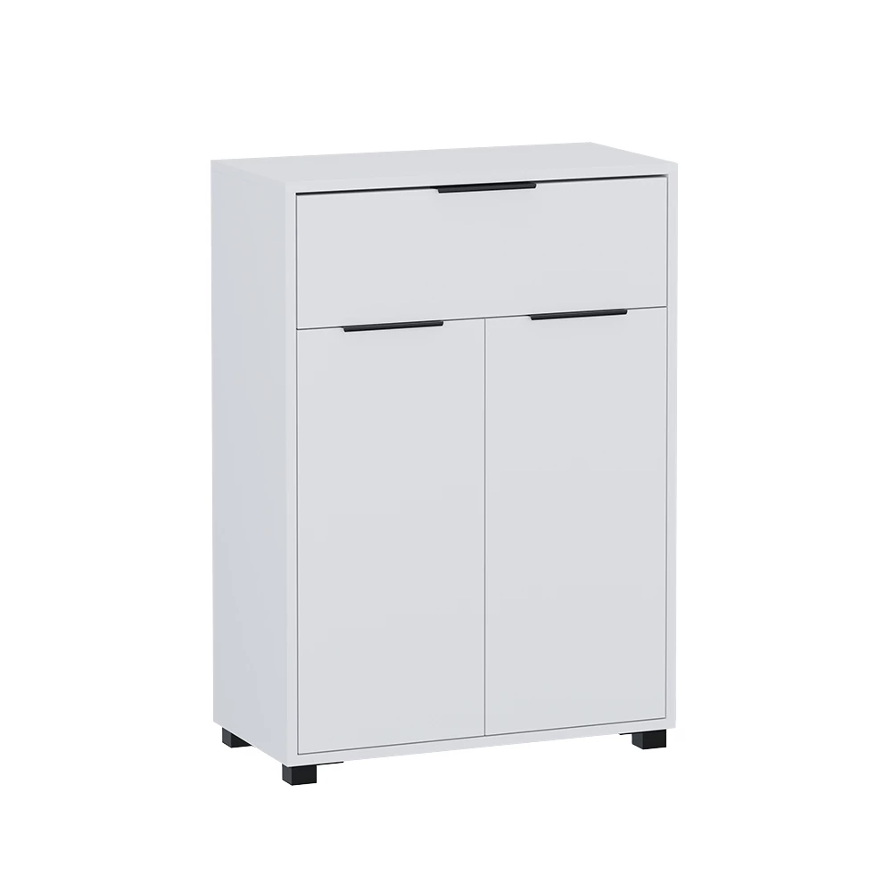 Badschrank in Weiß auf weißem Hintergrund