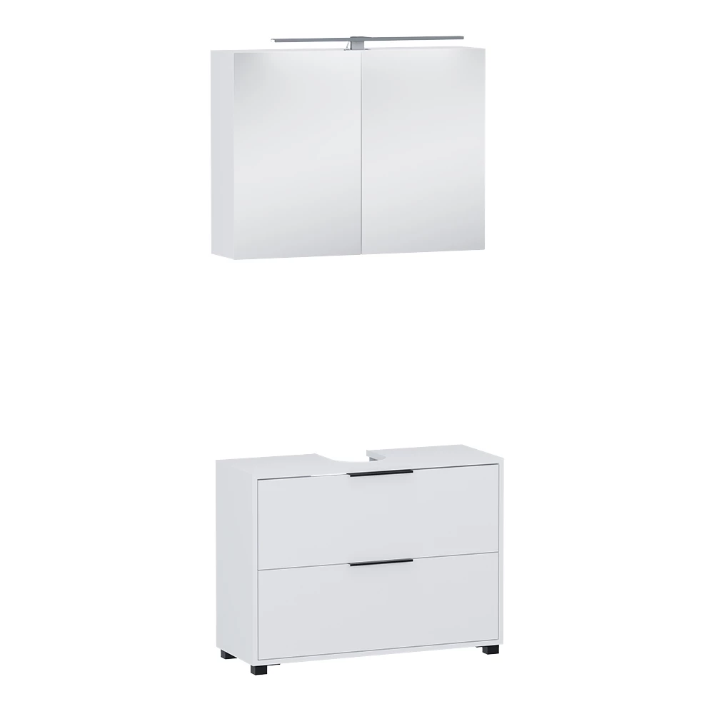 Koupelnový nábytek v barvě Bílá na bílém pozadí