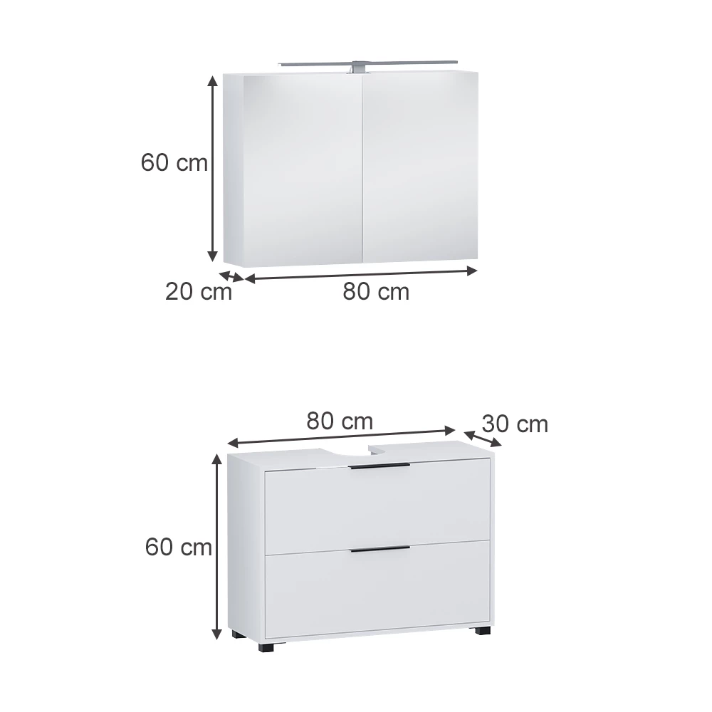 Koupelnový nábytek v barvě Bílá na bílém pozadí