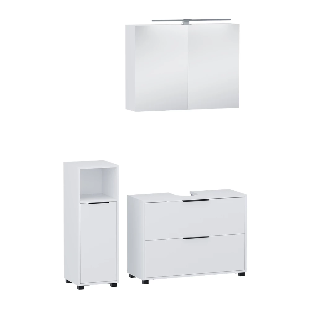 Koupelnový nábytek v barvě Bílá na bílém pozadí