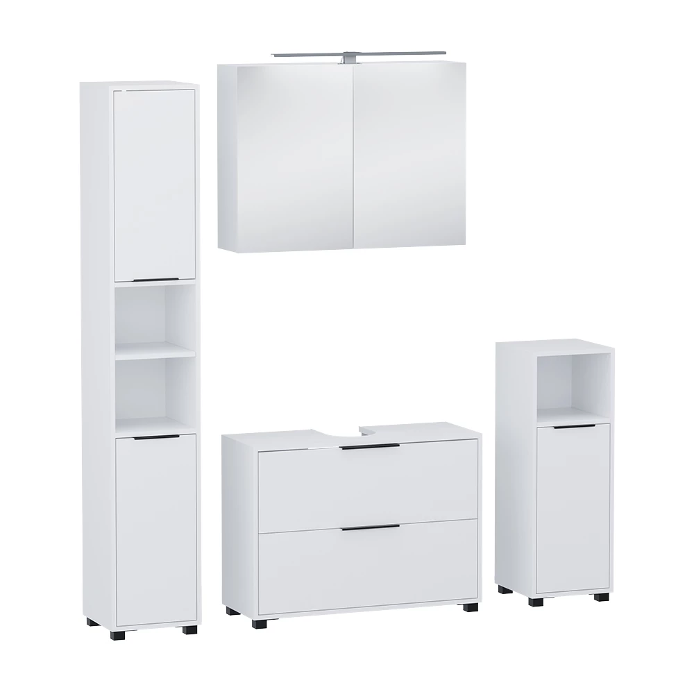 Koupelnový nábytek v barvě Bílá na bílém pozadí