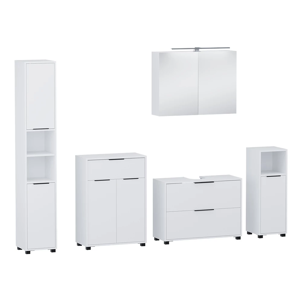 Koupelnový nábytek v barvě Bílá na bílém pozadí