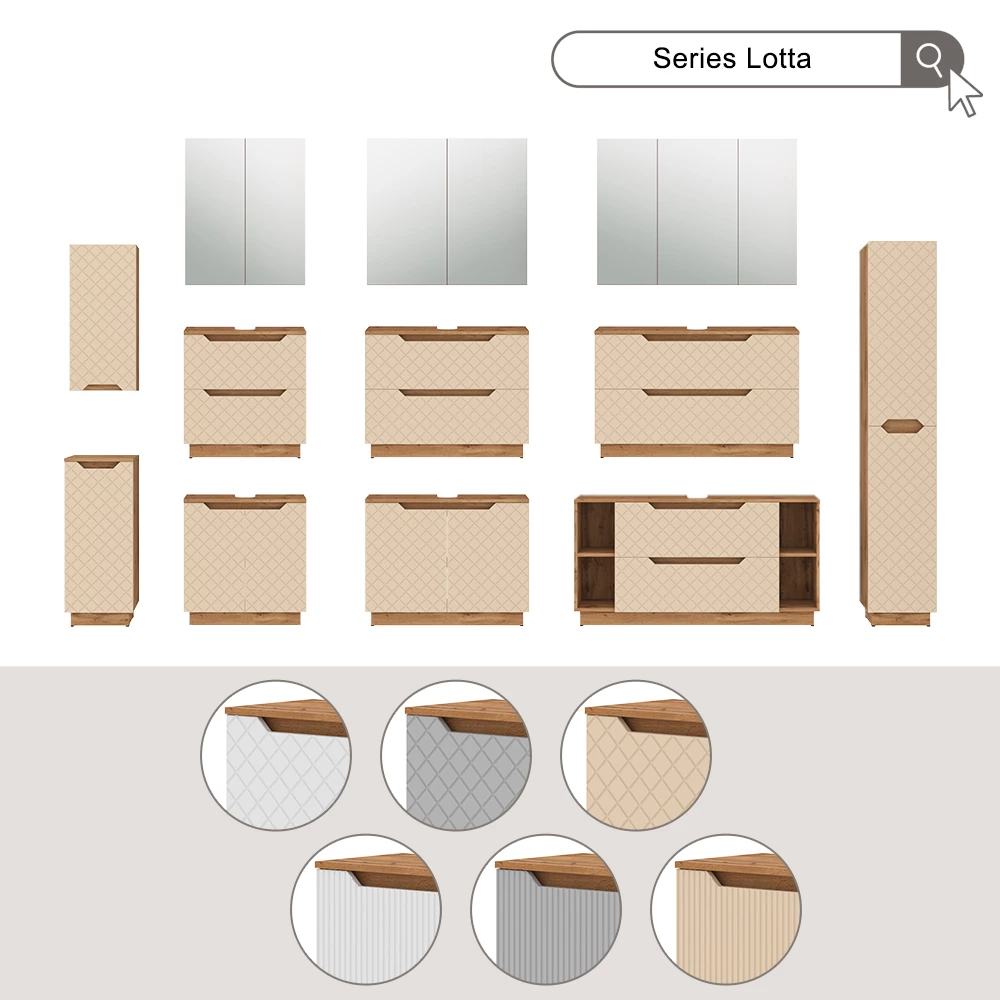 Mobile sottolavabo per bagno Lotta Rovere/cashmere con struttura in piastrelle 99.4 x 62.5 cm con 2 cassetti Vicco