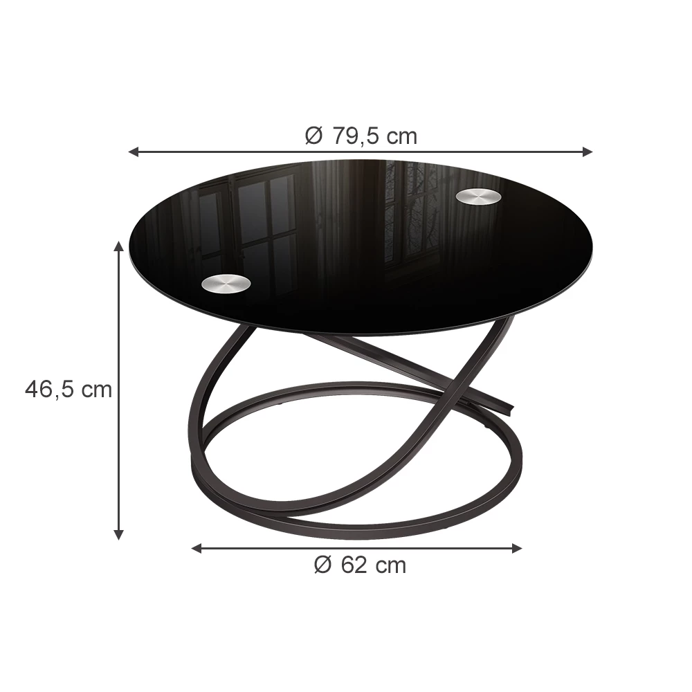 table basse en Noir Haute brillance sur fond blanc