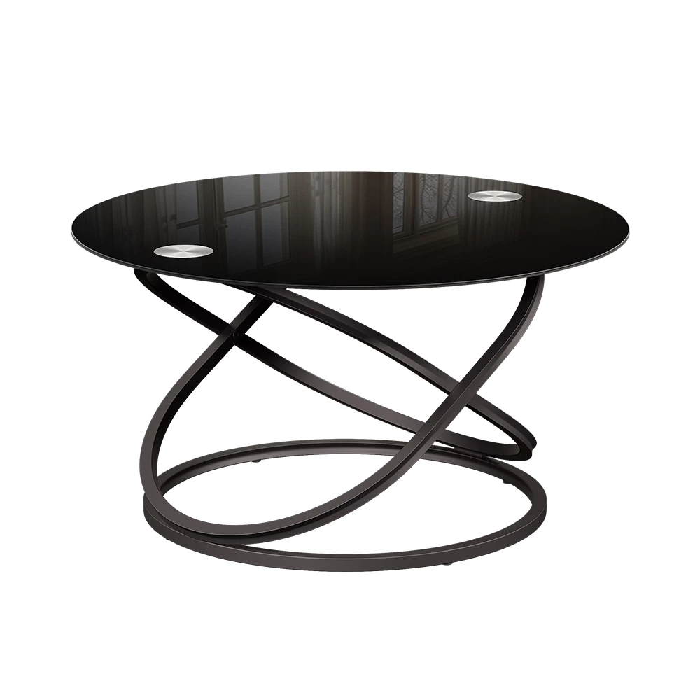 table basse en Noir Haute brillance sur fond blanc