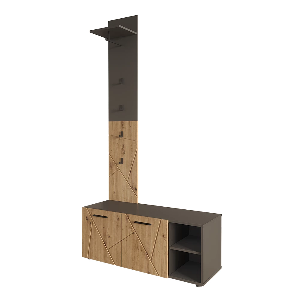 Gardróbszekrény Antracit / Artisan színben fehér háttéren