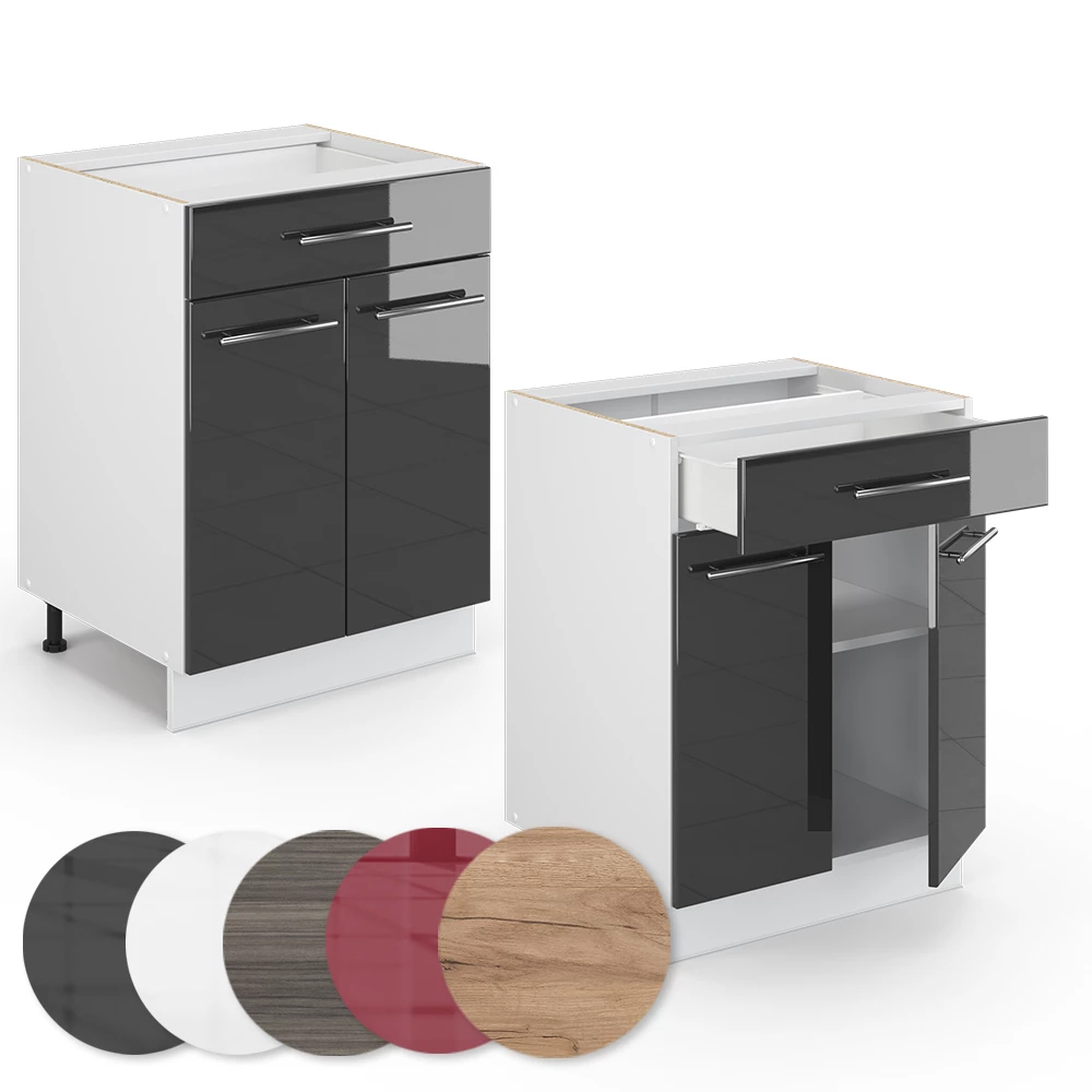 Close-up of Keittiön alakaappi in Korkeakiiltoinen antrasiitti, showing texture/details