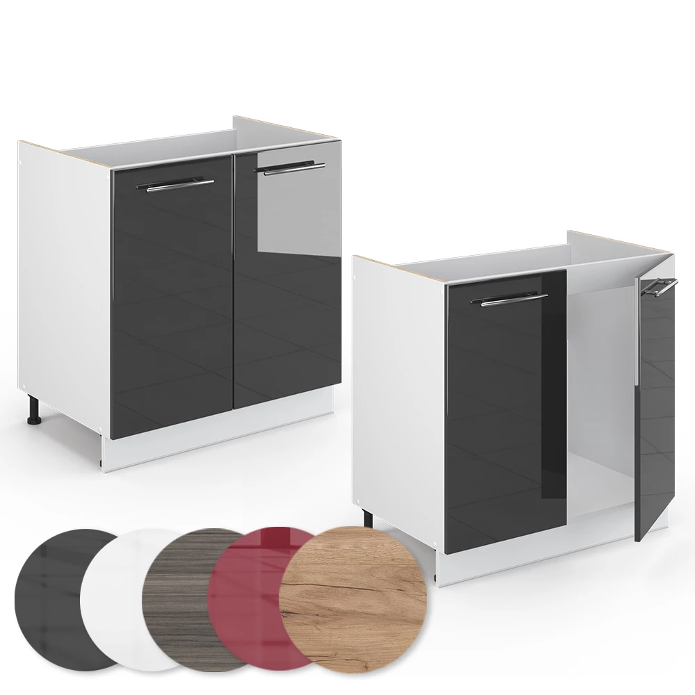 Close-up of Sink base cabinet in Anthracite high gloss, showing texture/details