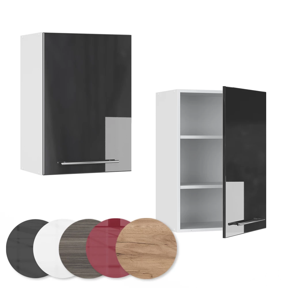 Close-up of Wall cabinet in Anthracite high gloss, showing texture/details