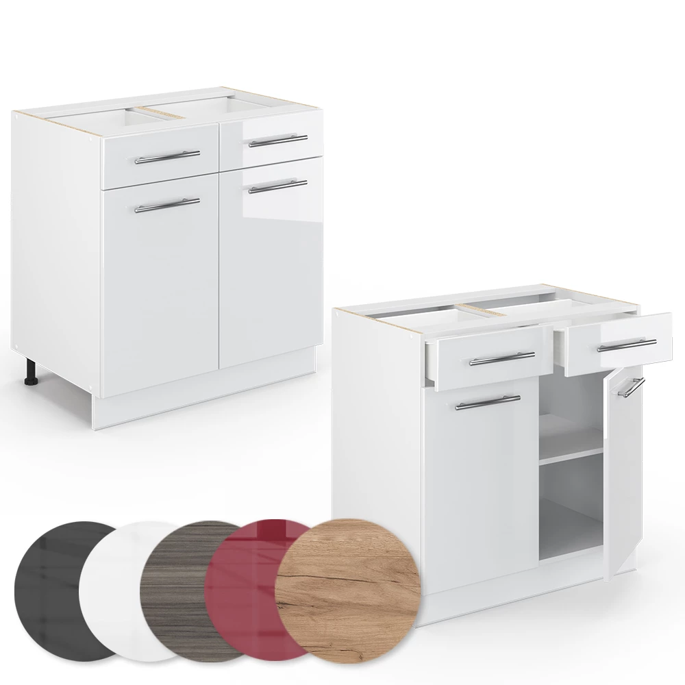 Close-up of Keukenonderkast in Wit Hoogglans, showing texture/details