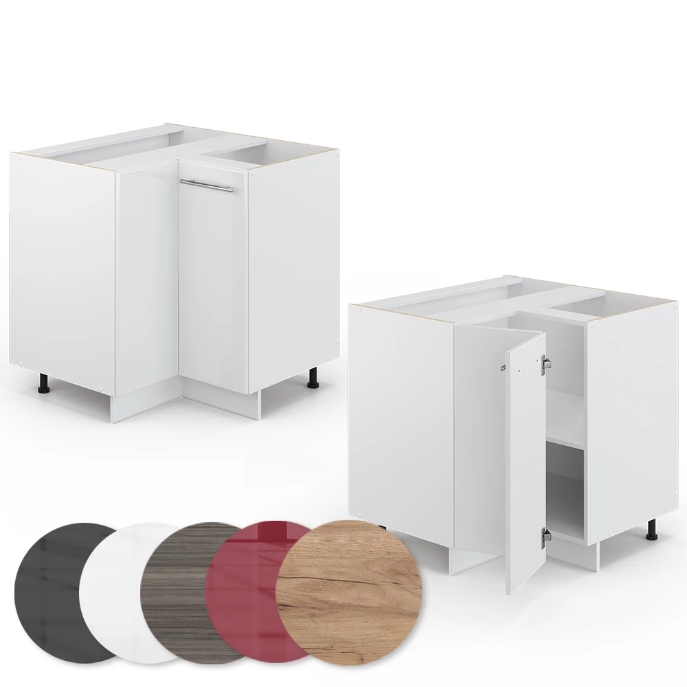 Gros plan de Meuble d'angle en Blanc Haute brillance, montrant la texture/les détails