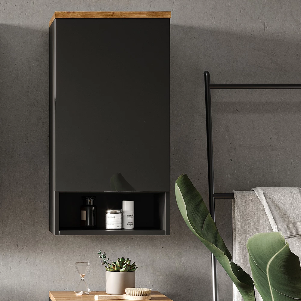 Dulap pentru baie in antracit shown in ambient setting with decoration