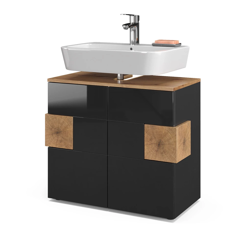 Wastafelonderkast in Antraciet on white background with decorative elements