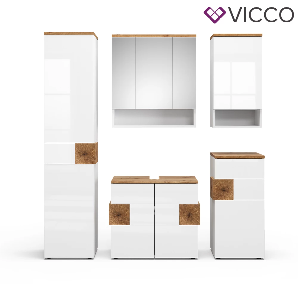 Badmöbel-Set in Weiß auf weißem Hintergrund