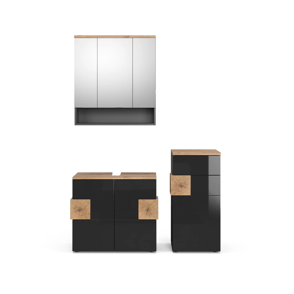 Fürdőszobabútor szett Antracit színben fehér háttéren