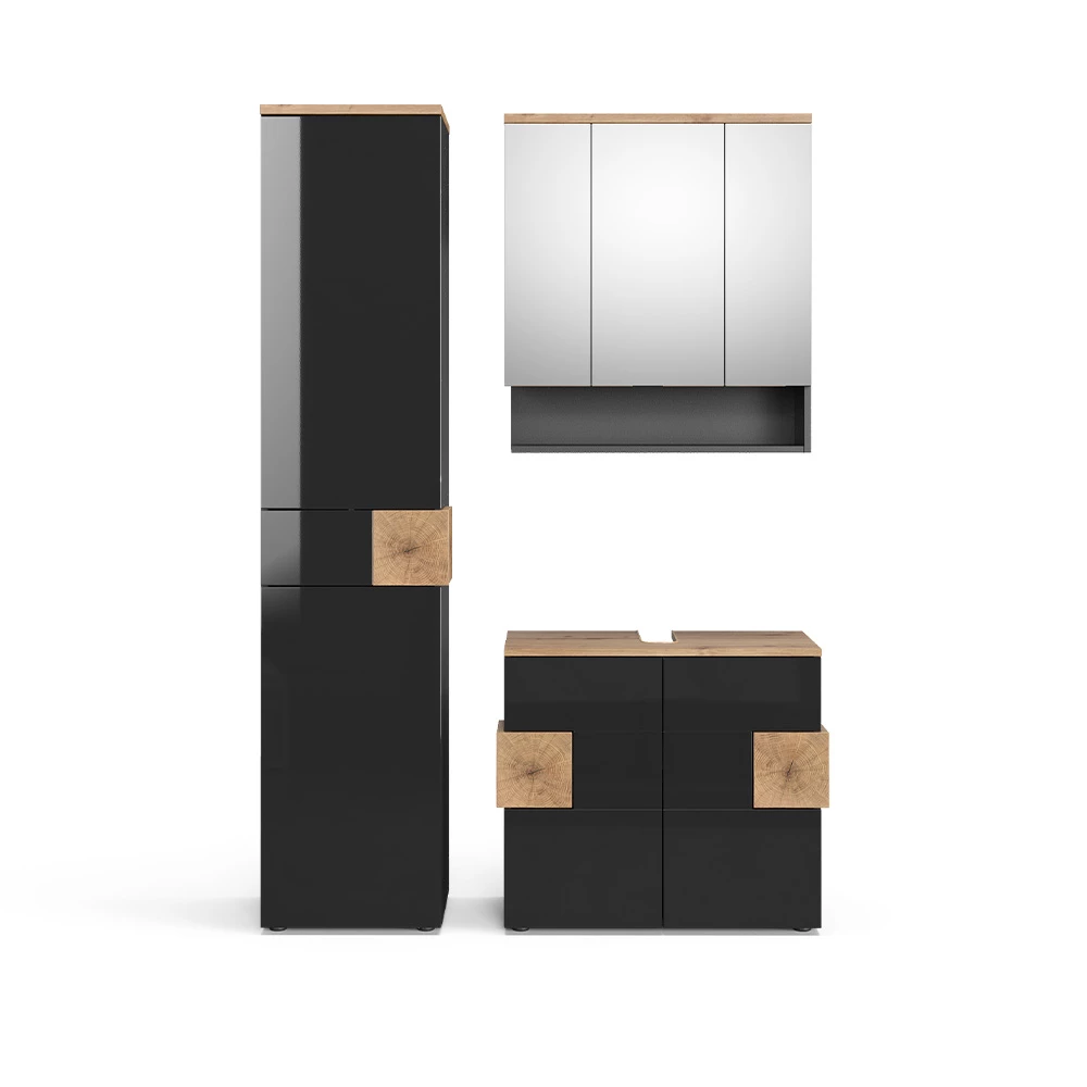 Súprava kúpeľňového nábytku in antracitová on white background