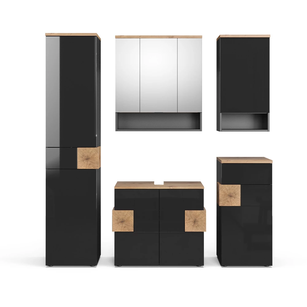 Sada kúpeľňového nábytku in antracitová on white background