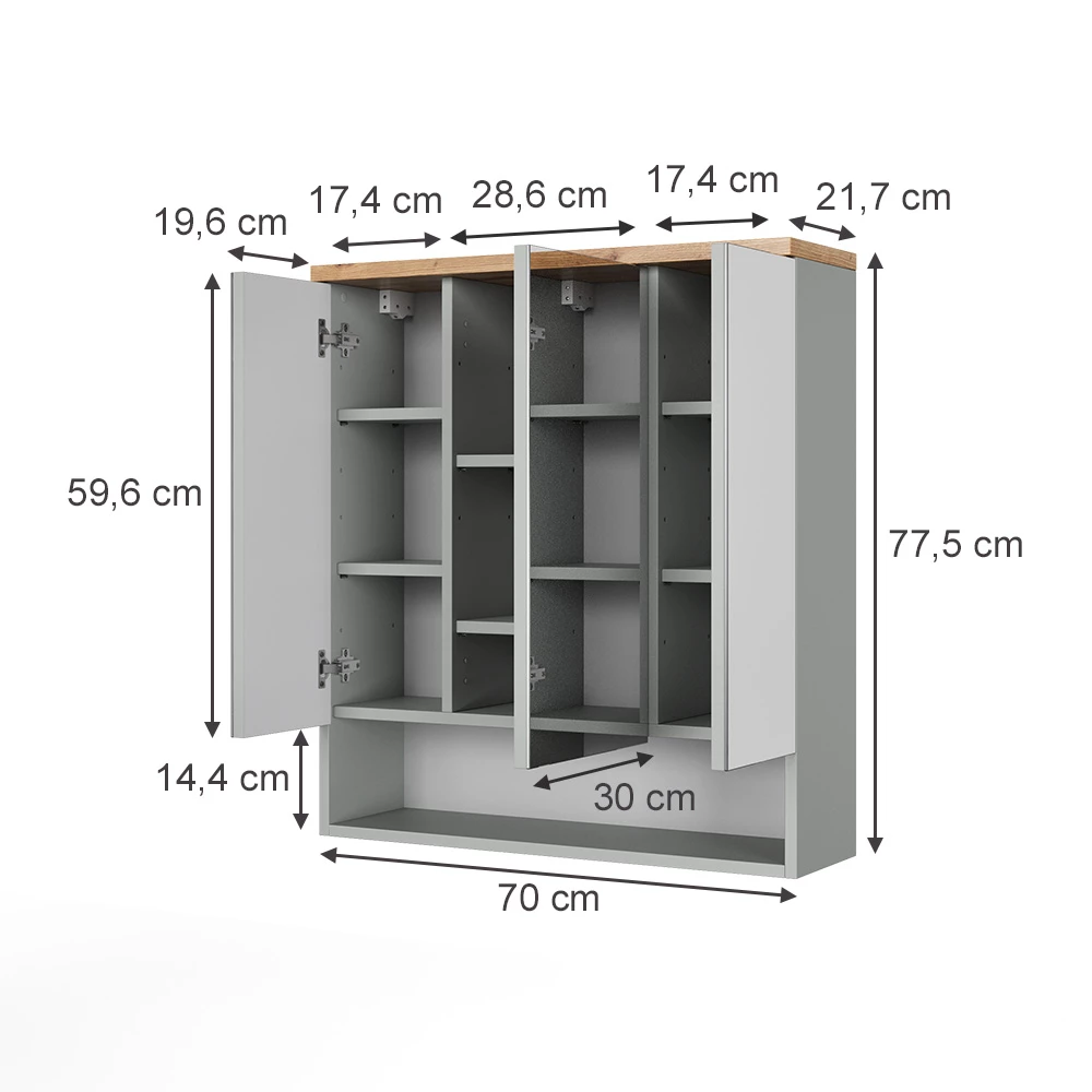 Badkamerspiegelkast in Grijs on white background