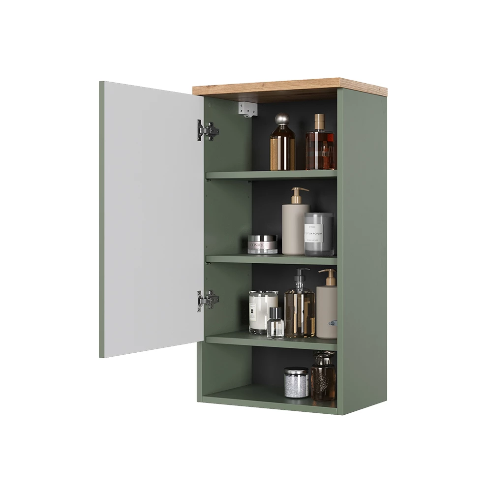 Badkamerkast in Groen on white background with decorative elements