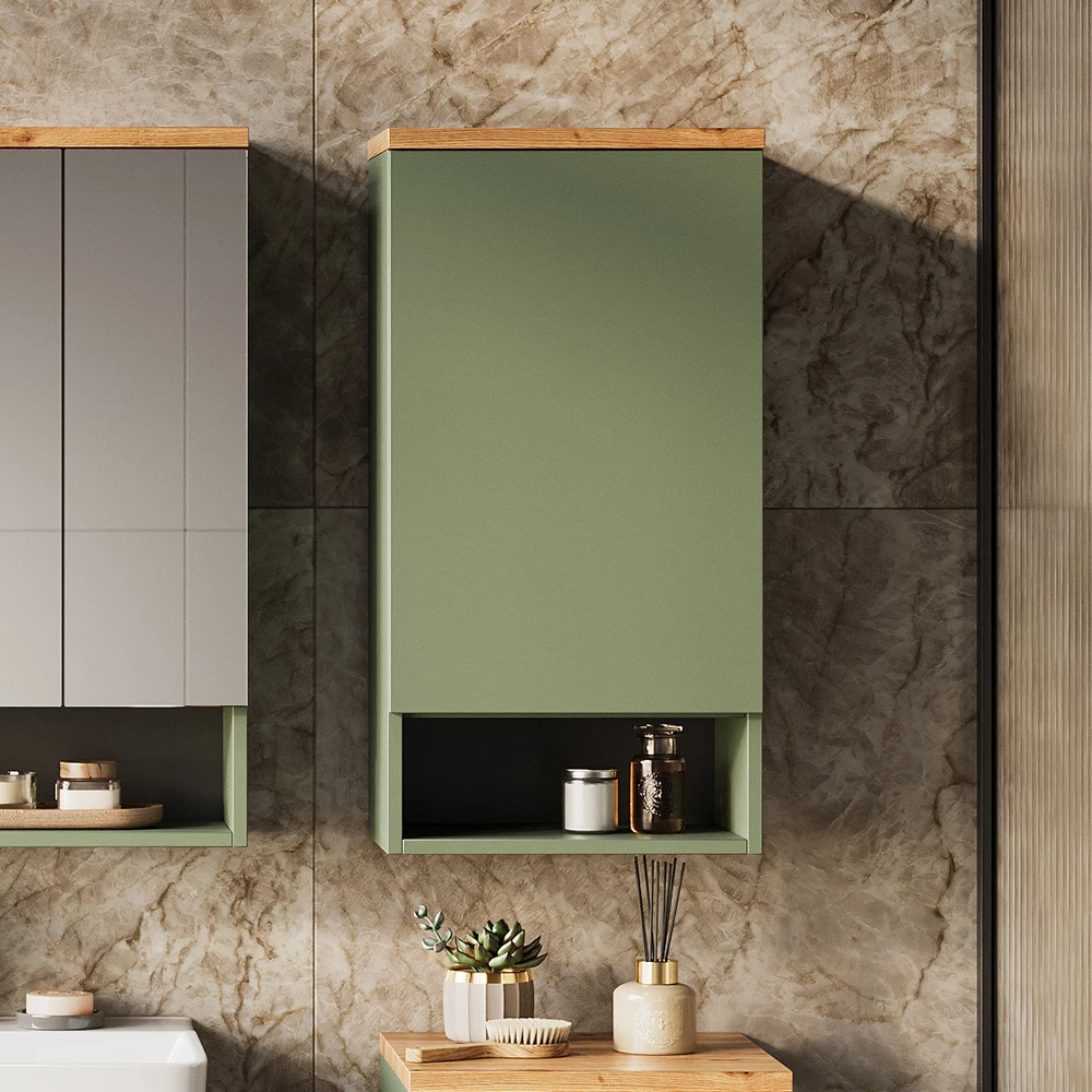 Badkamerkast in Groen shown in ambient setting with decoration