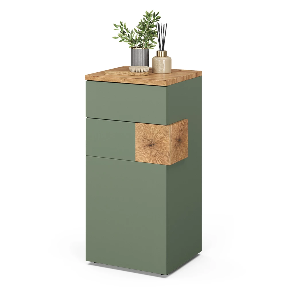 Halfhoge kast in Groen on white background with decorative elements