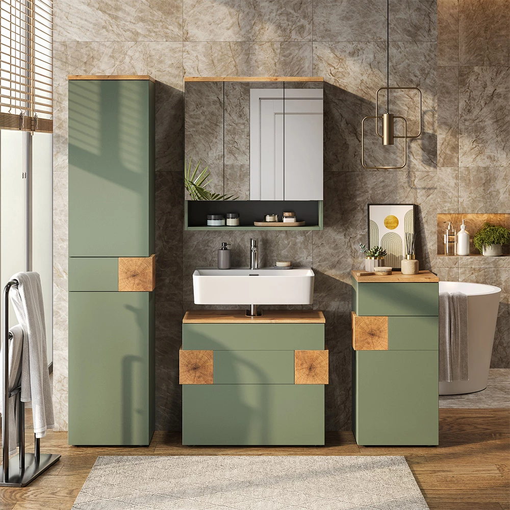 Meubles bain Eden Vert/Artisan 5 pièces Vicco | Vert | Ensemble 5 | 406673160546003