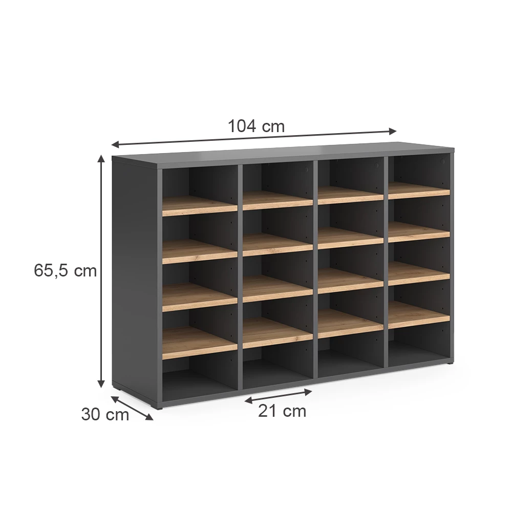 Schuhschrank u boji hrast Goldkraft na bijeloj pozadini