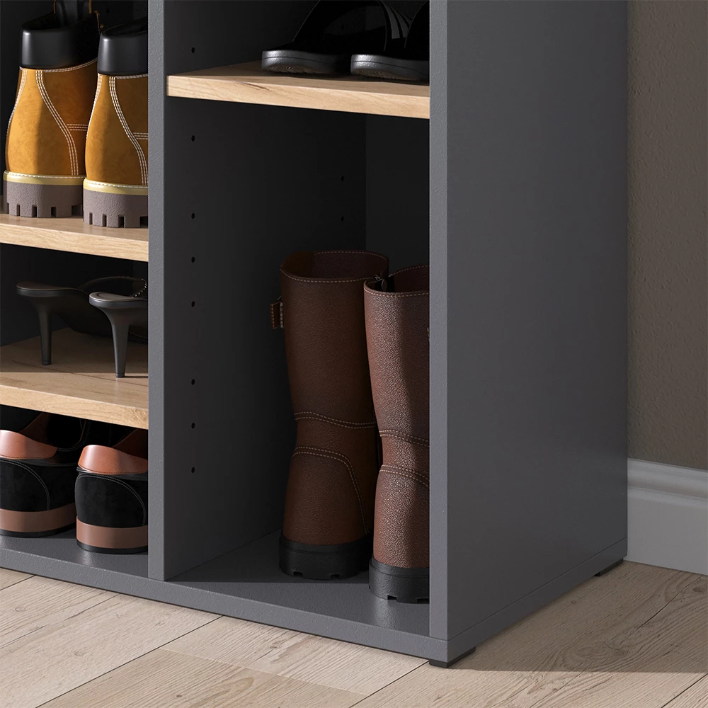 Nahaufnahme von Schuhschrank in Goldkraft Eiche, zeigt Textur/Details