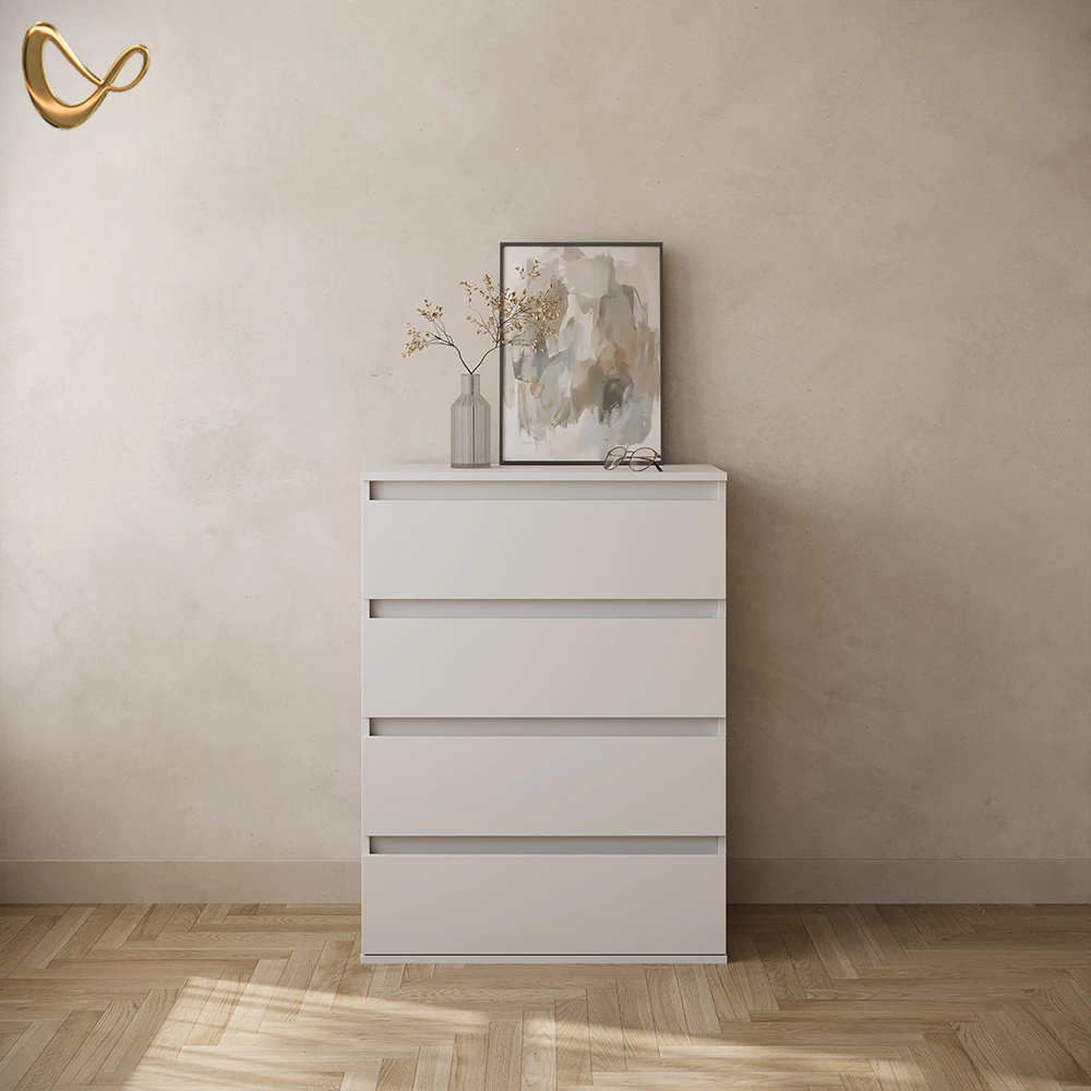 Kommode Garda Weiß 74 x 99.6 cm mit 4 Schubladen livinity®