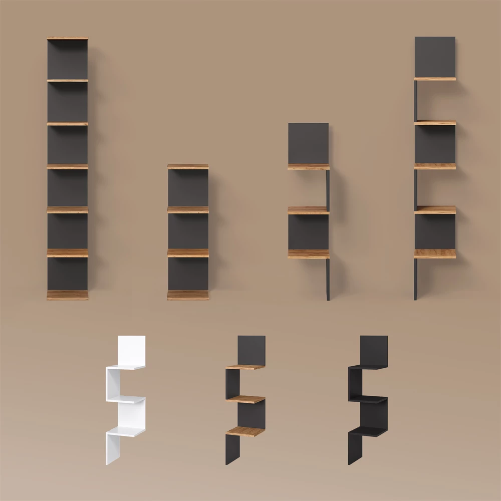 Wandregal Vesuvio Schwarz 30 x 95 cm 2er Set livinity®
