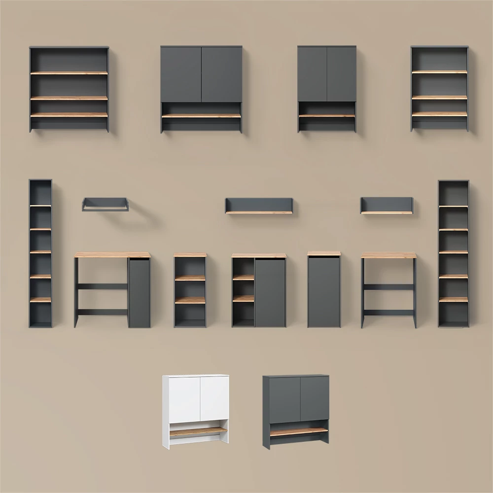 Waschmaschinenschrank Paolina Weiß/Artisan 93.6 x 88.2 cm 2 Teile mit Wickelauflage livinity®