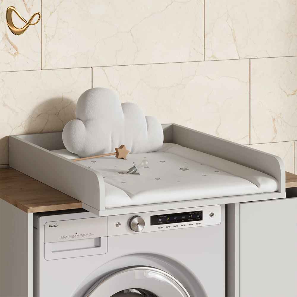 Waschmaschinenschrank Paolina Weiß/Artisan 68 x 88.2 cm 2 Teile mit Wickelauflage livinity®