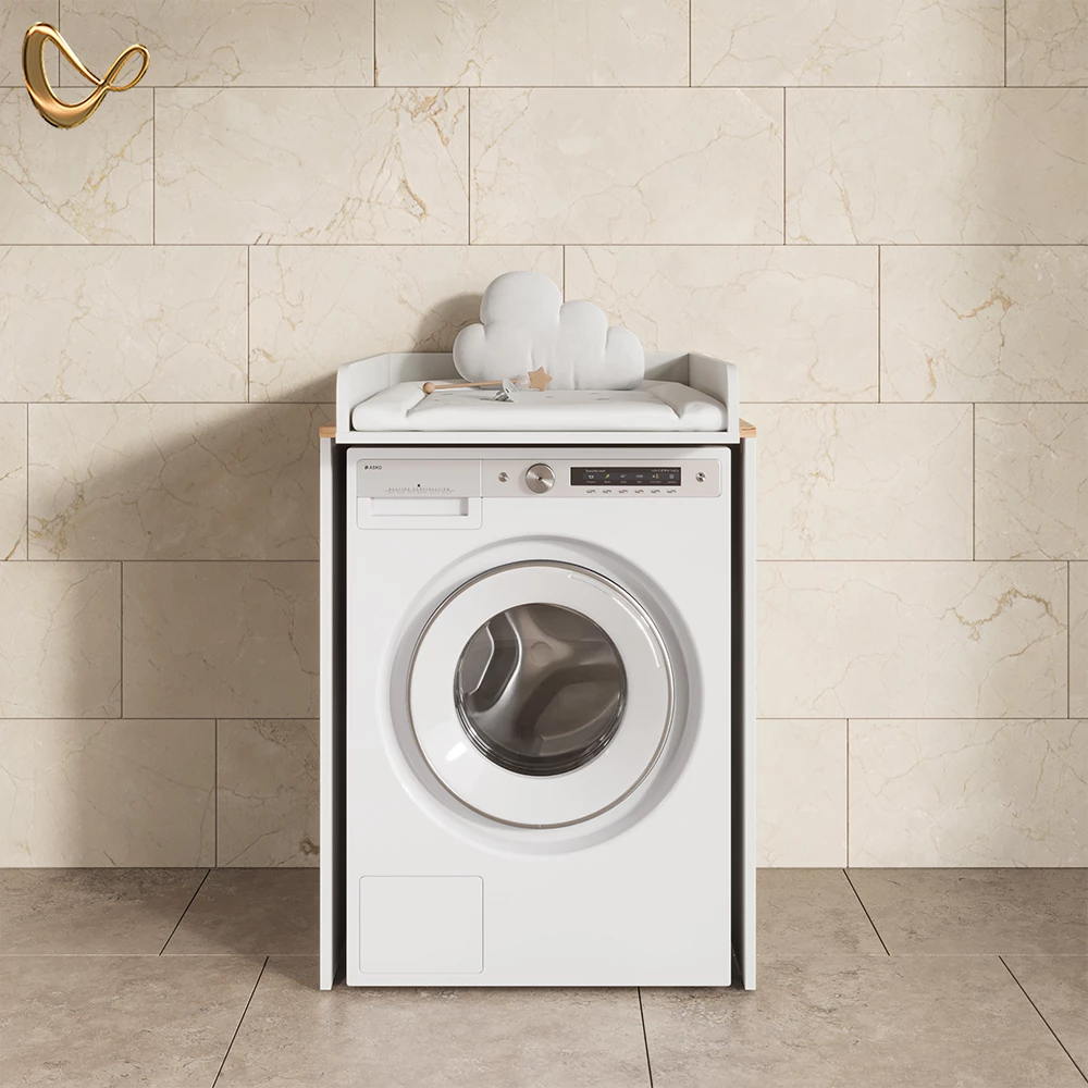 Waschmaschinenschrank Paolina Weiß/Artisan 68 x 88.2 cm 2 Teile mit Wickelauflage livinity®