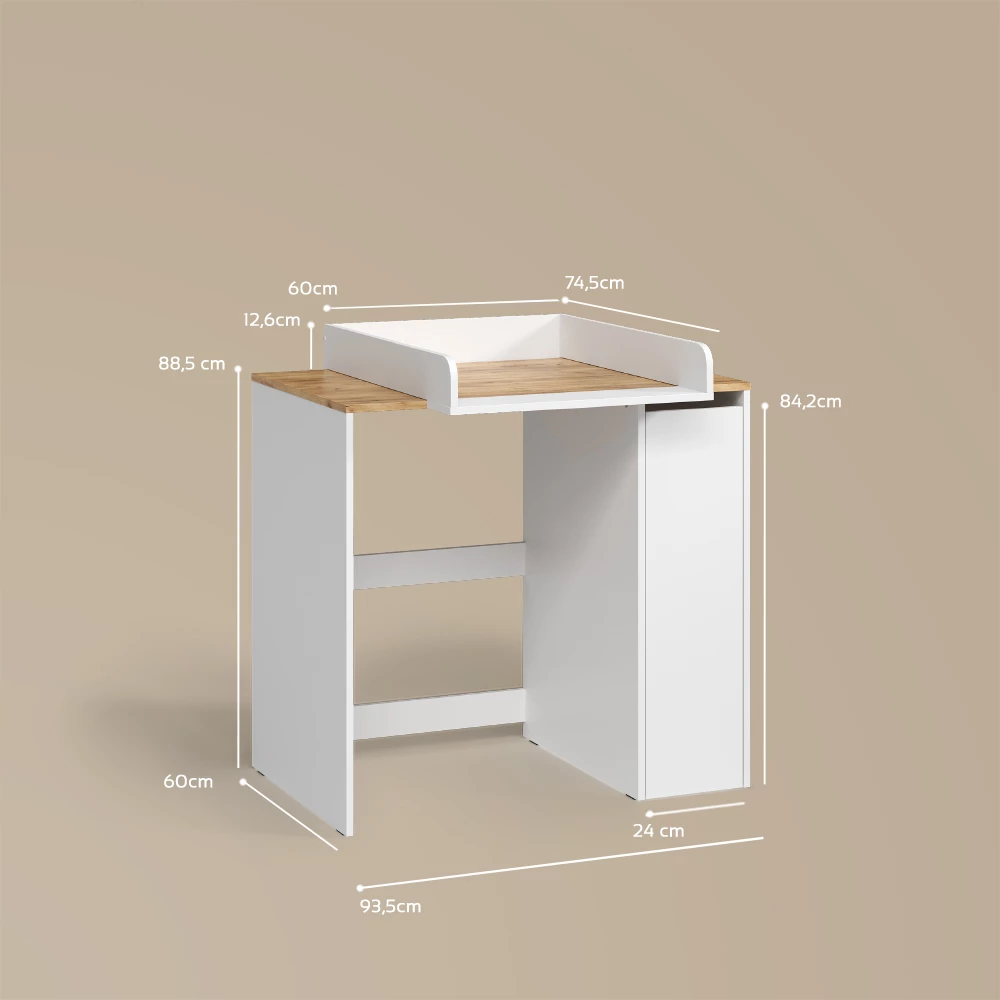 Waschmaschinenschrank Paolina Weiß/Artisan 93.6 x 88.2 cm 2 Teile mit Wickelauflage livinity®
