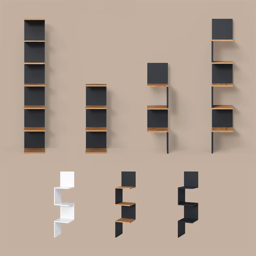 Wandregal Vesuvio Anthrazit 30 x 95 cm 2er Set livinity®