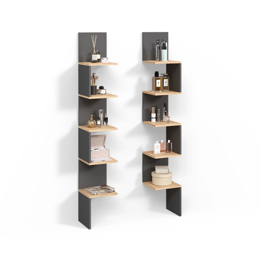 Eckregal Vesuvio Anthrazit 28 x 175.4 cm 2er Set livinity® | Anthrazit | 175 cm, 2er Set