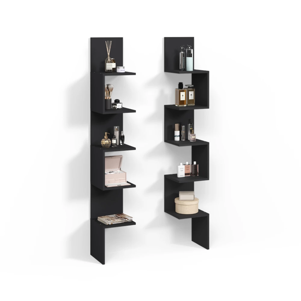 Eckregal Vesuvio Schwarz 28 x 175.4 cm 2er Set livinity®