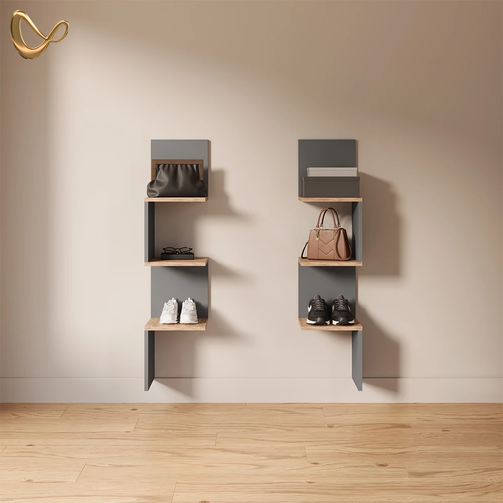 Eckregal Vesuvio Anthrazit 28 x 116.4 cm 2er Set livinity®