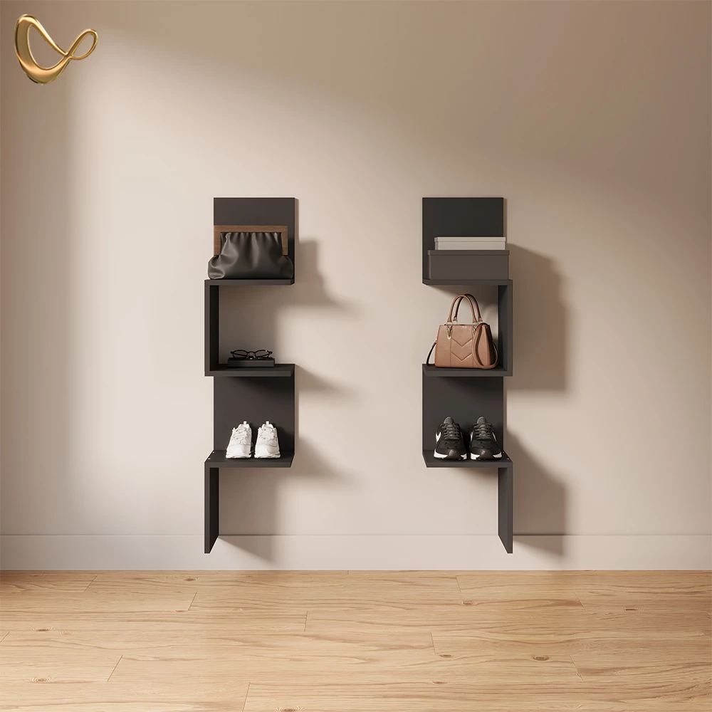 Eckregal Vesuvio Schwarz 28 x 116.4 cm 2er Set livinity®