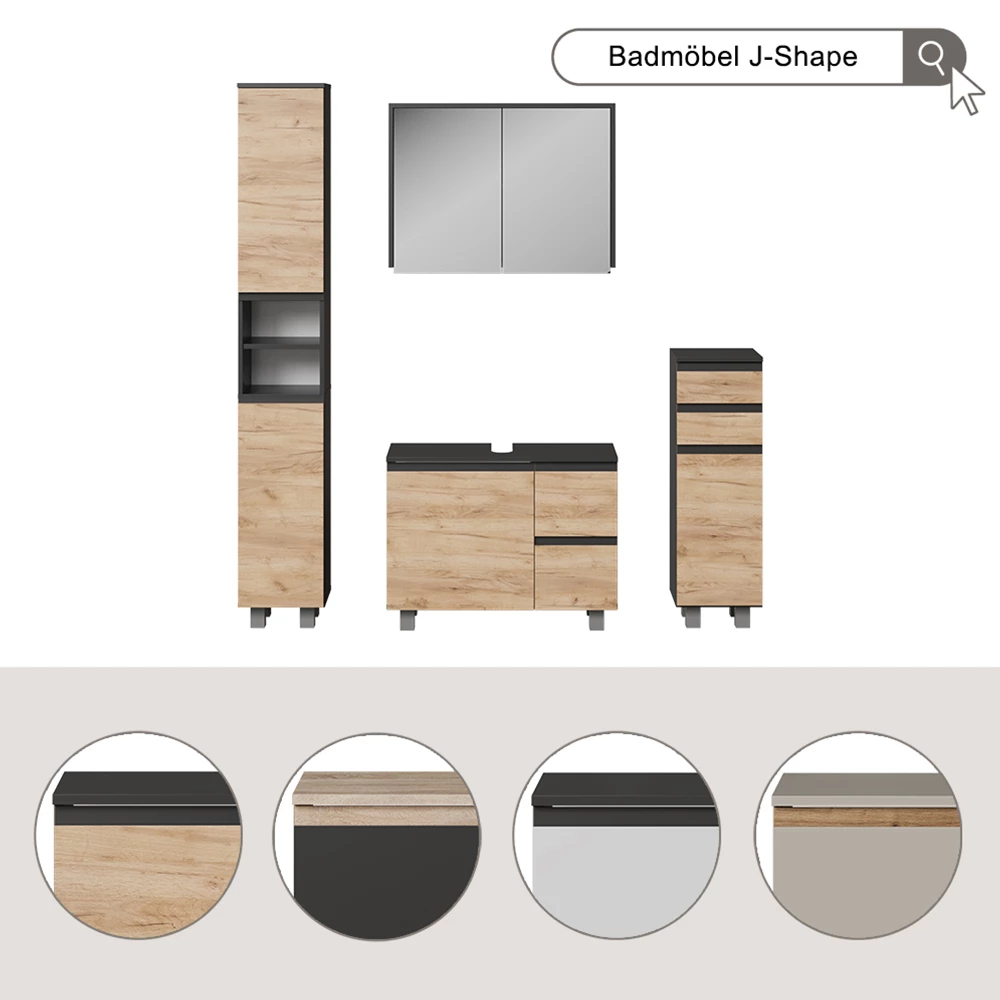 Badkamerkast J-Shape Kasjmier/Artisan 30.2 x 190 cm met 2 deuren Vicco